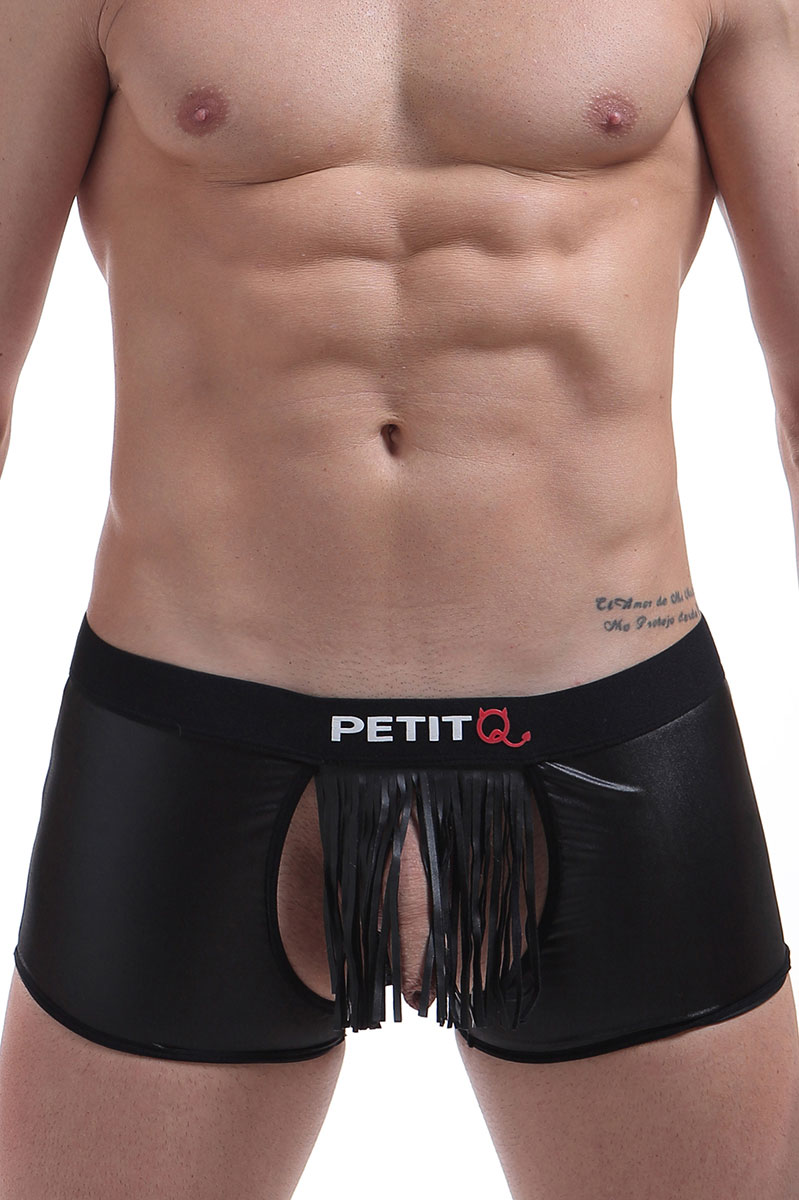 Boxer Ouvert Franges Wet Noir